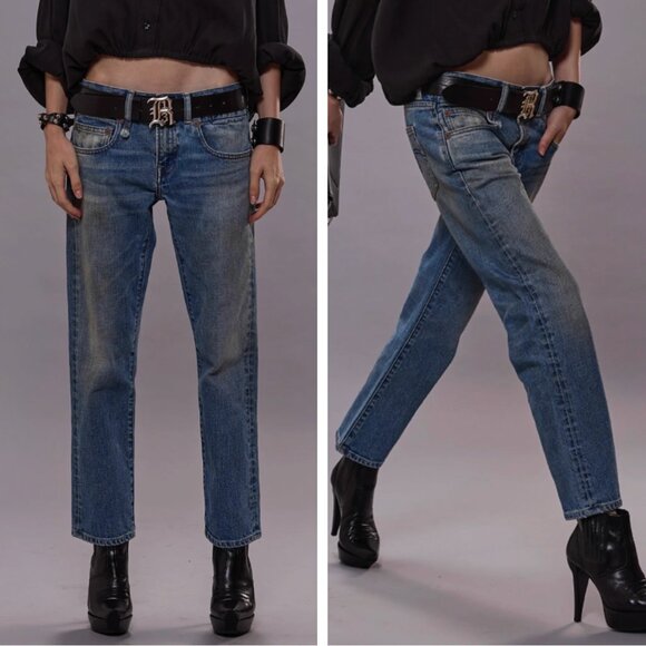 NWT R13 Boy Straight Jeans Sz 25/26/27/28 Patton Blue Stretch - Picture 1 of 11